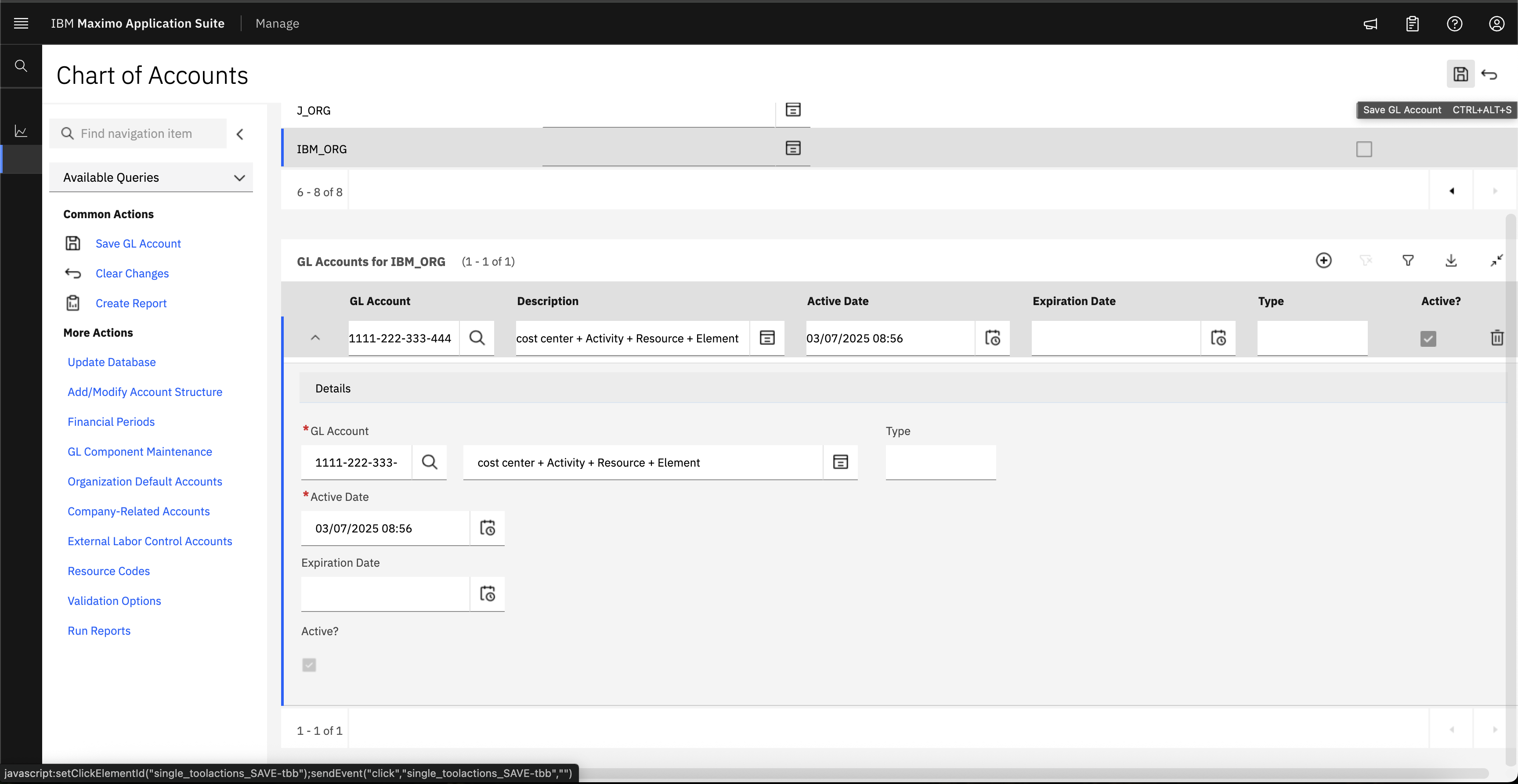 Select GL Account Segment