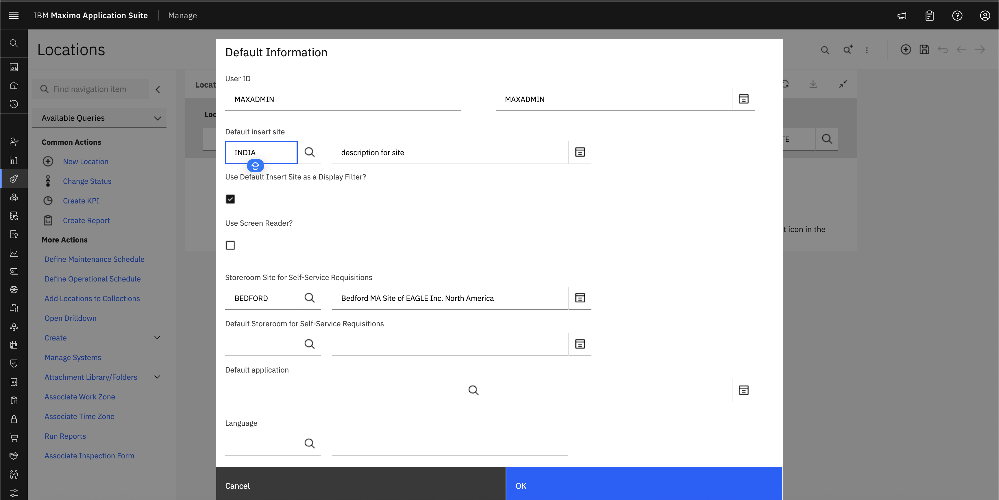 Set Default site