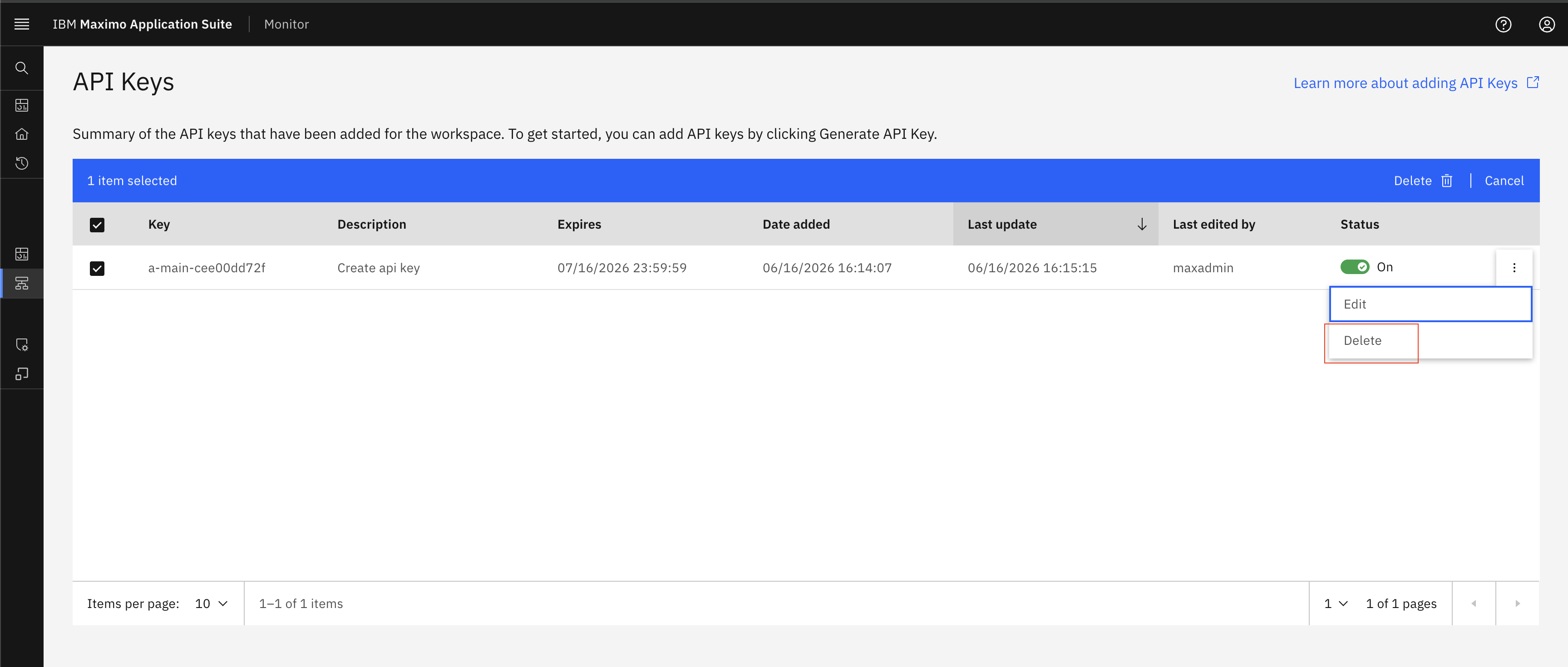 Navigate to API Keys