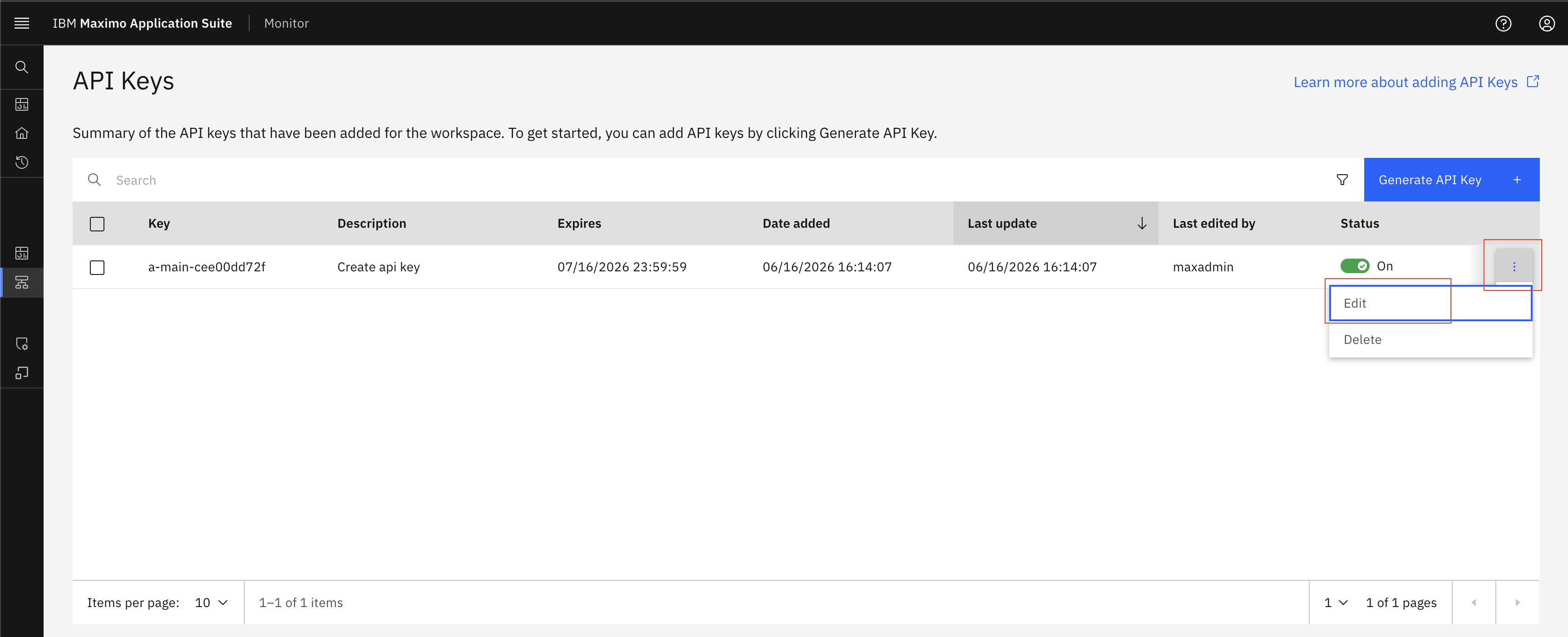 Navigate to API Keys