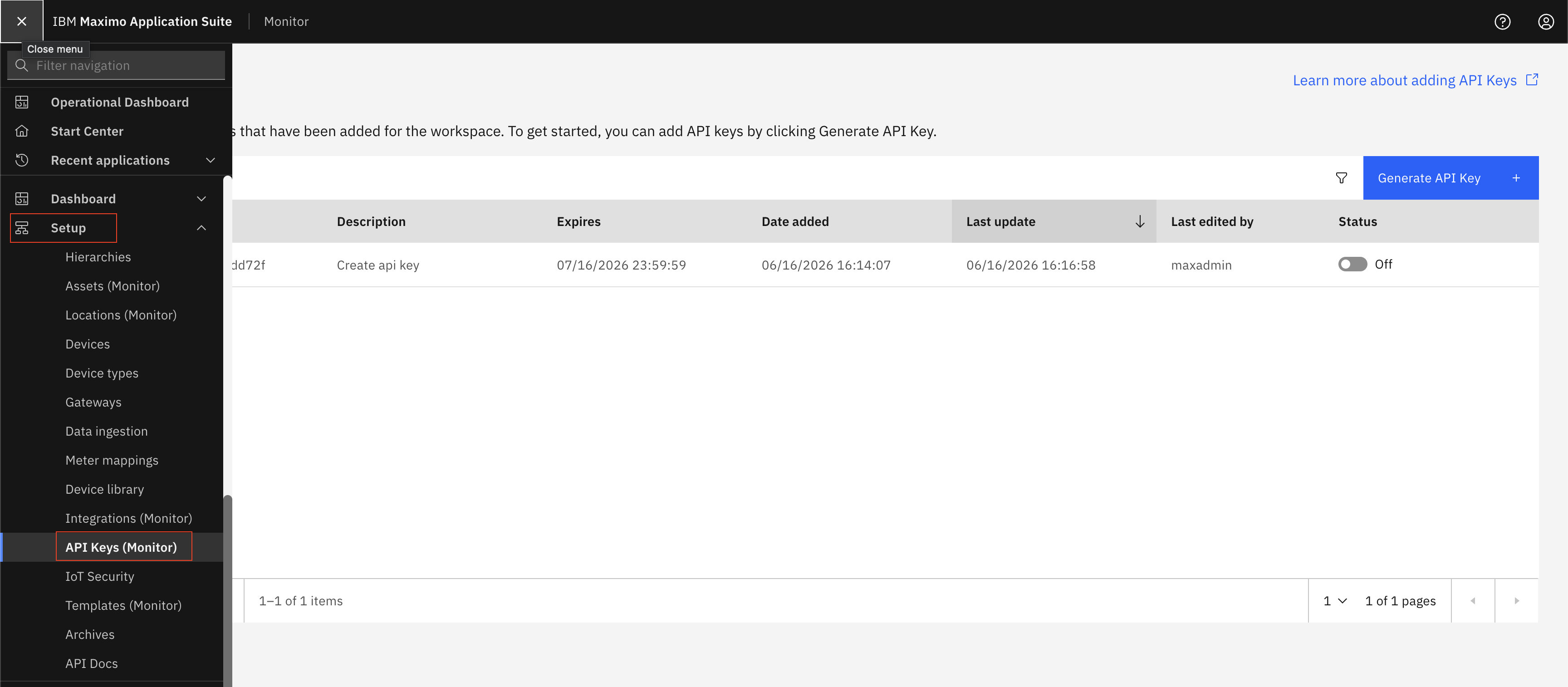 Navigate to API Keys