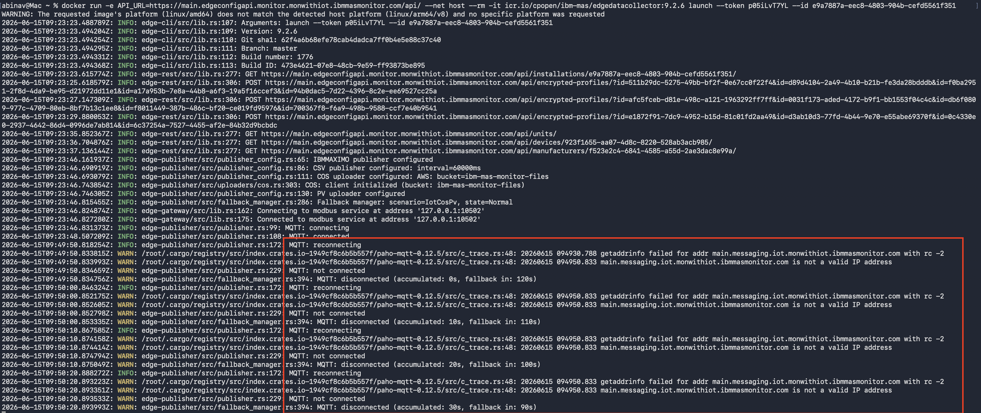 MQTT Connection Failure