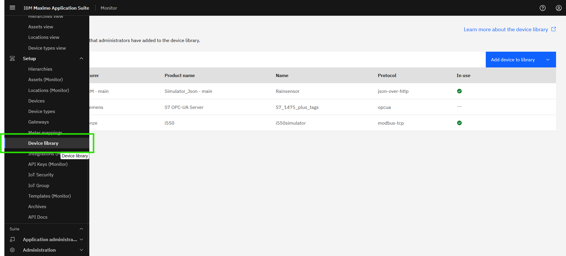 Navigate to Device library