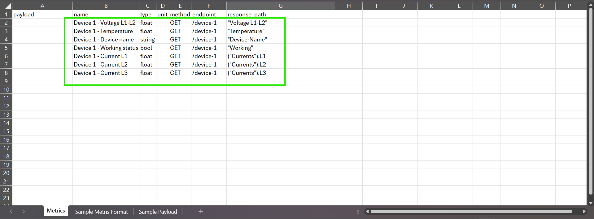 Import device settings