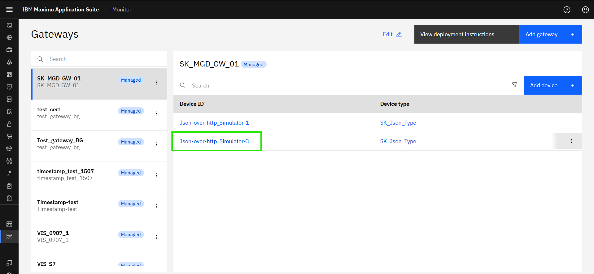 Open the Json device