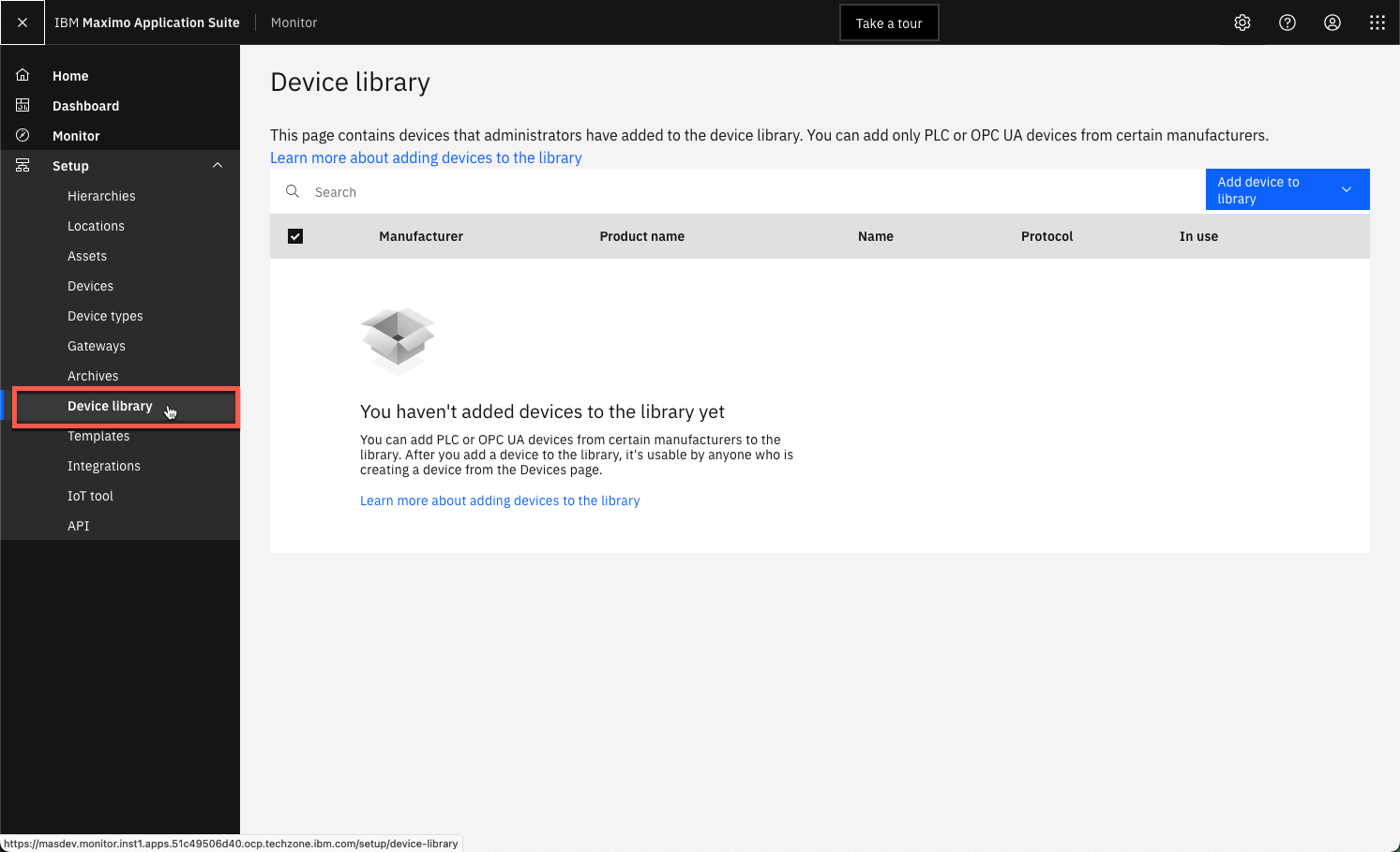 Navigate to Device library