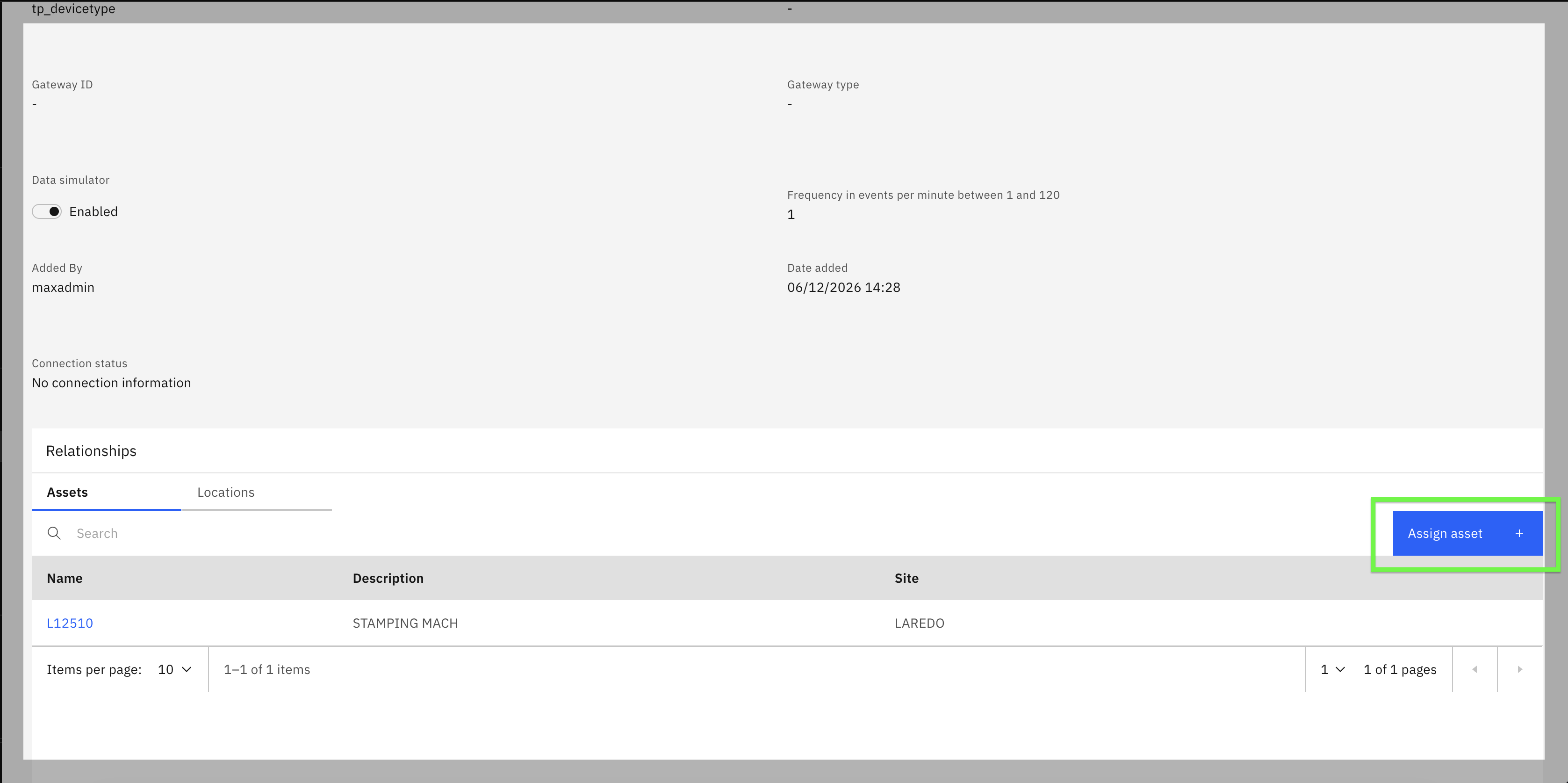 Assign Device to Asset