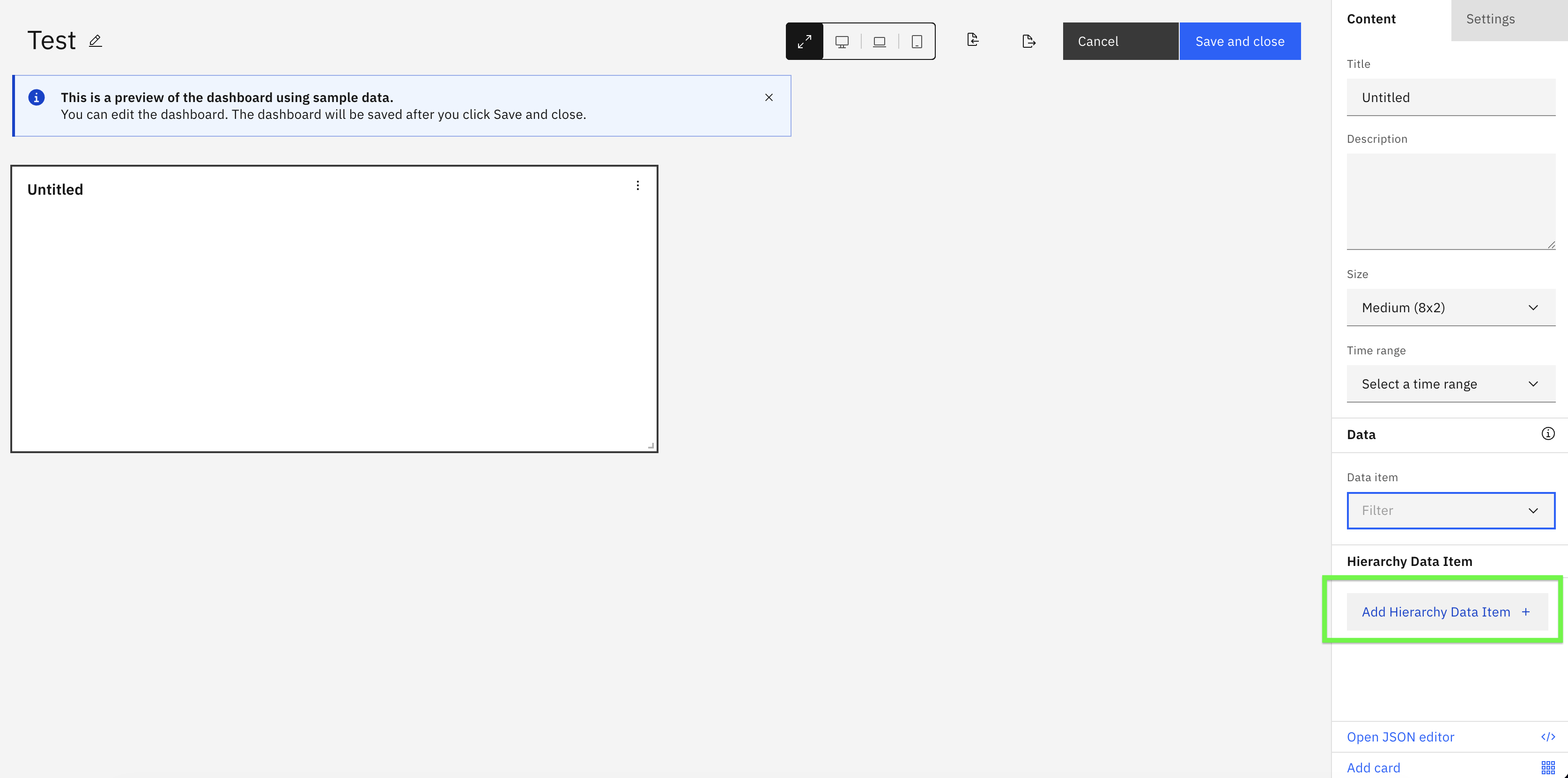Add Hierarchy Data Item