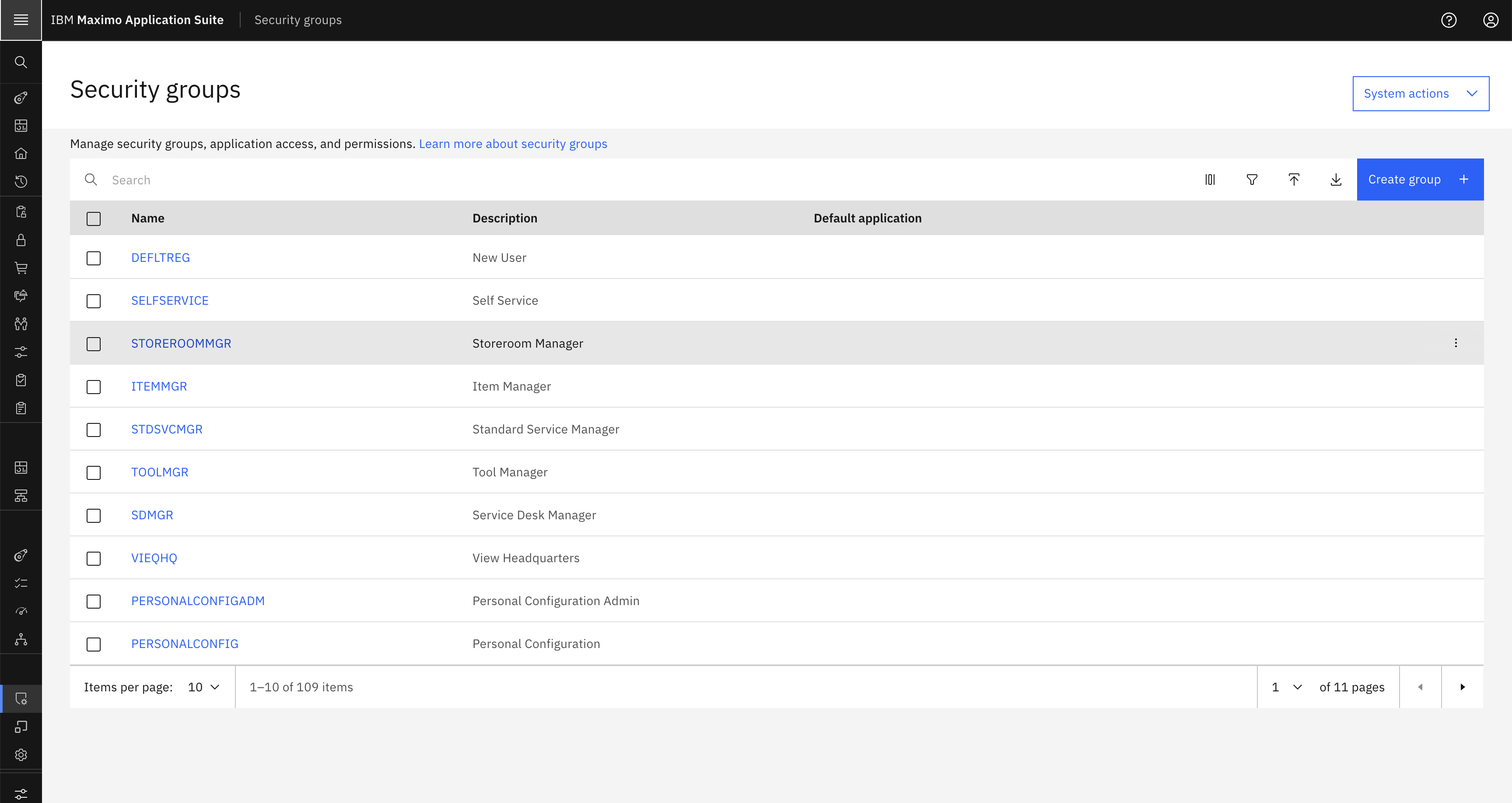 Security Groups Navigation