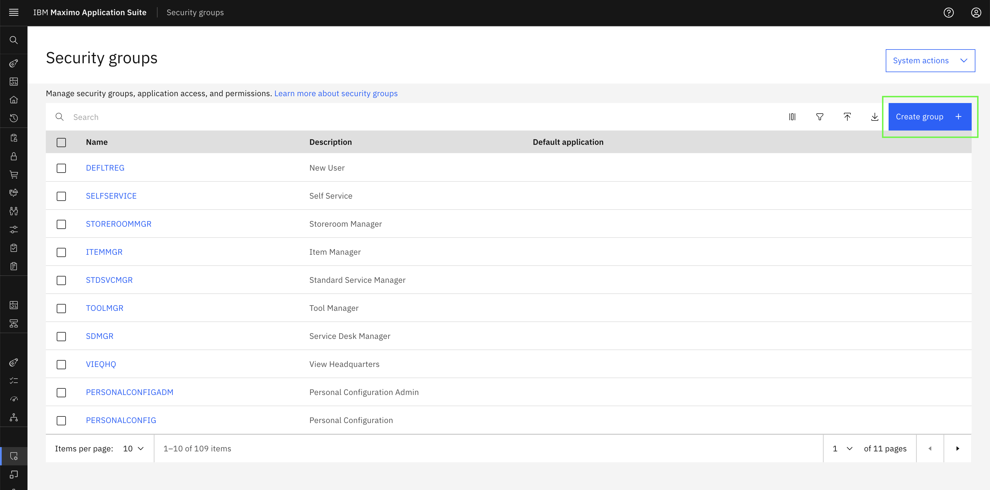 Security Groups Navigation