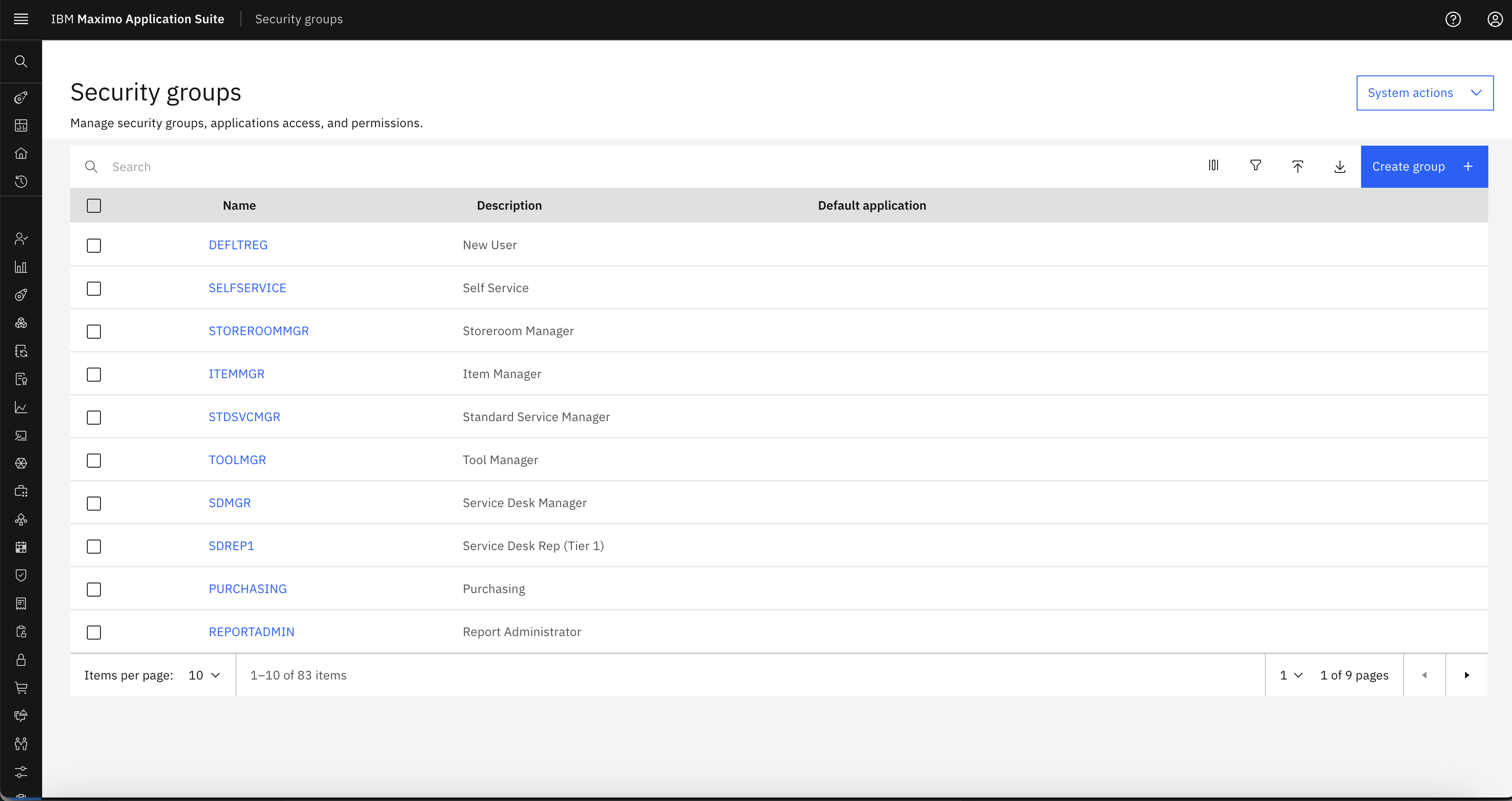 Security Groups Navigation
