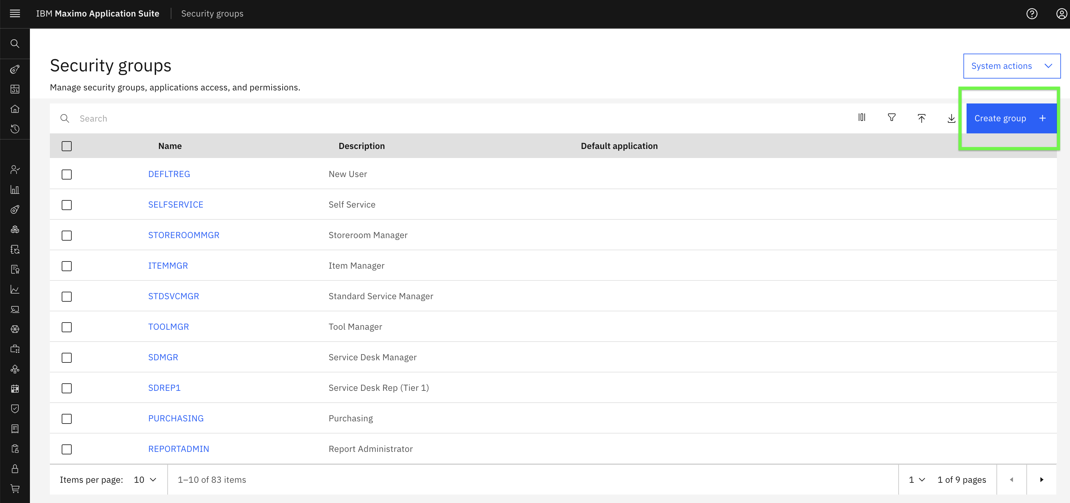 Security Groups Navigation