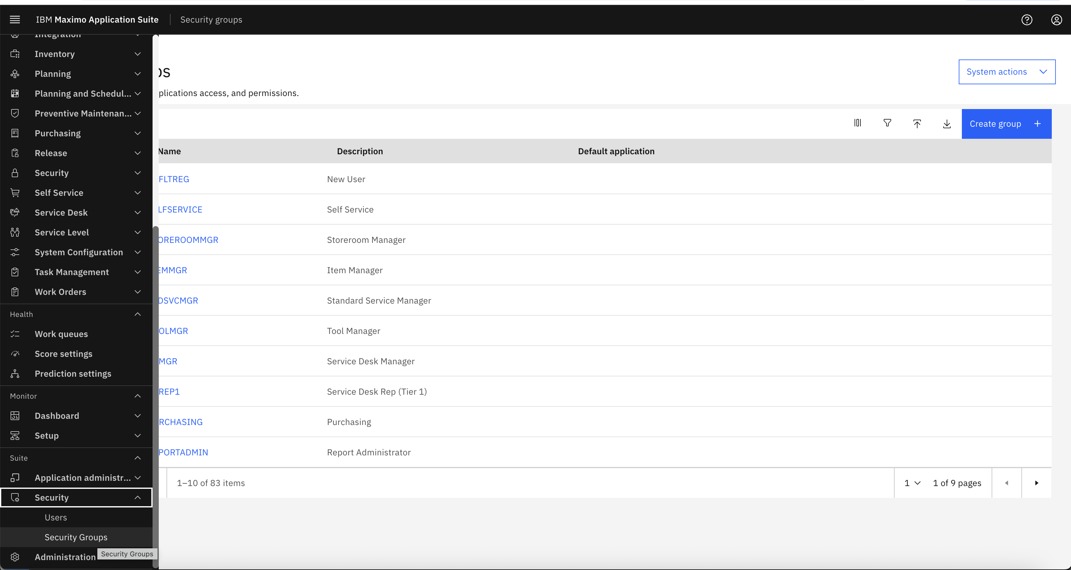 Security Groups Navigation