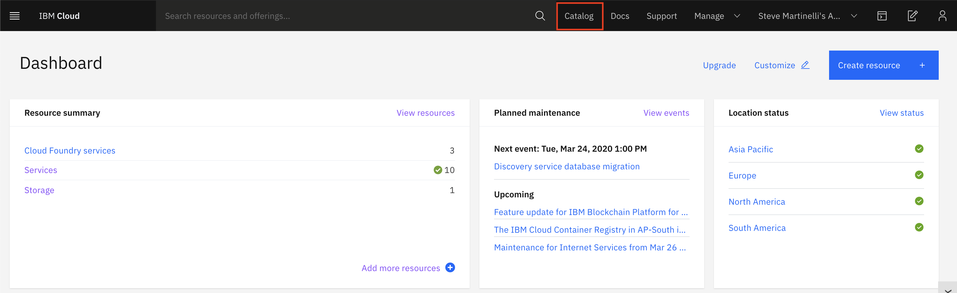 Access the IBM Cloud Catalog