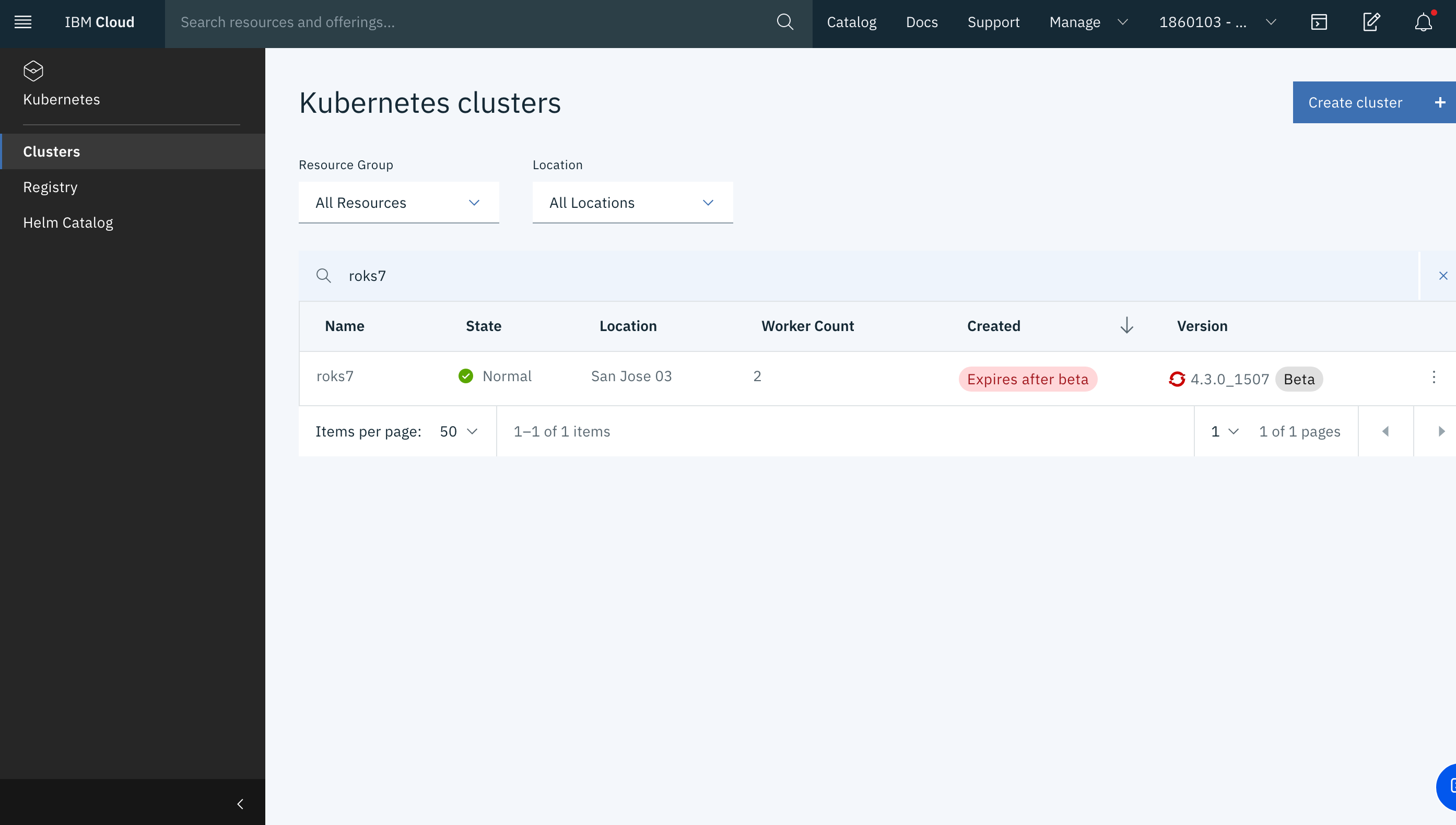 Clusters Dashboard