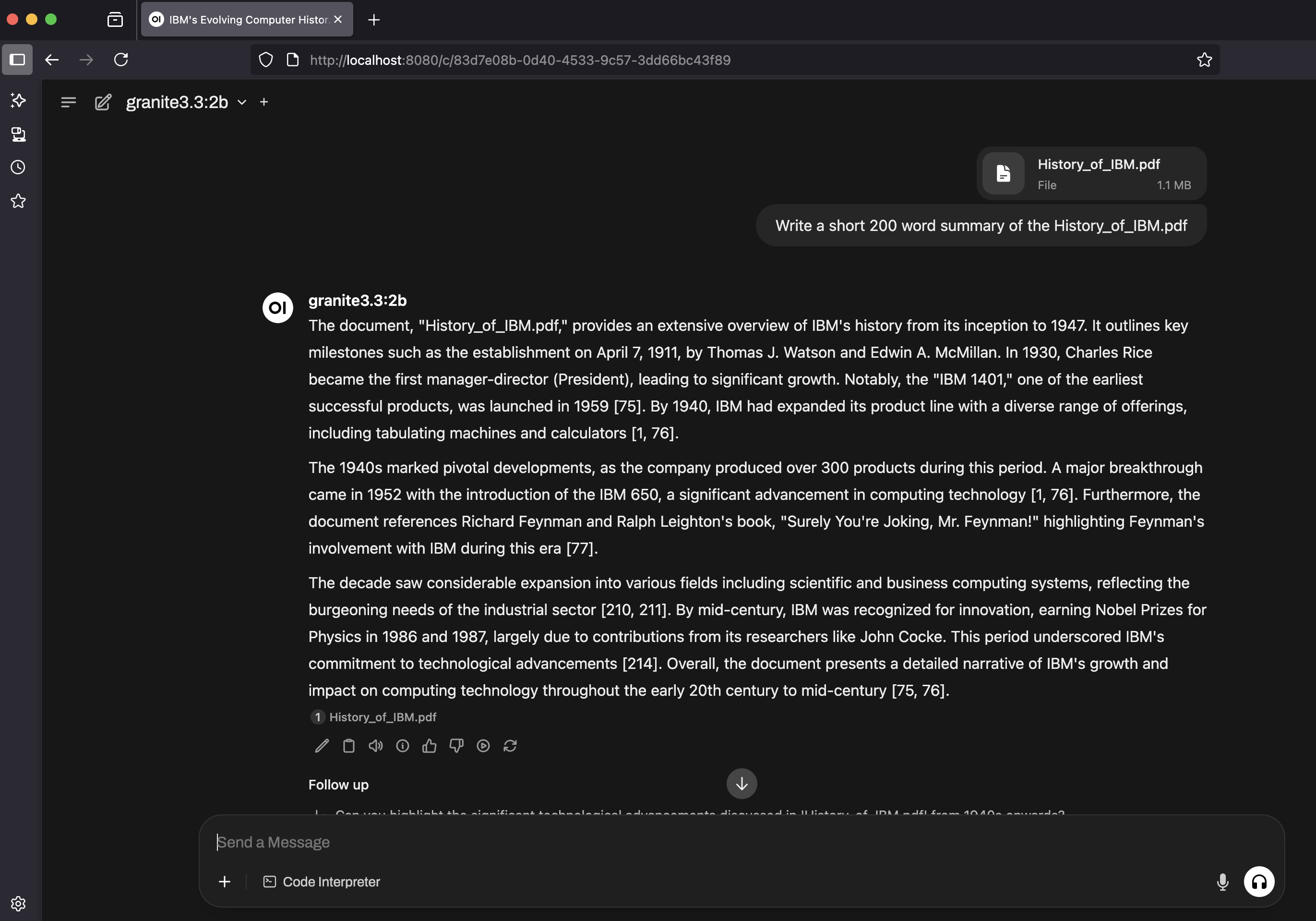 Summary of IBM History
