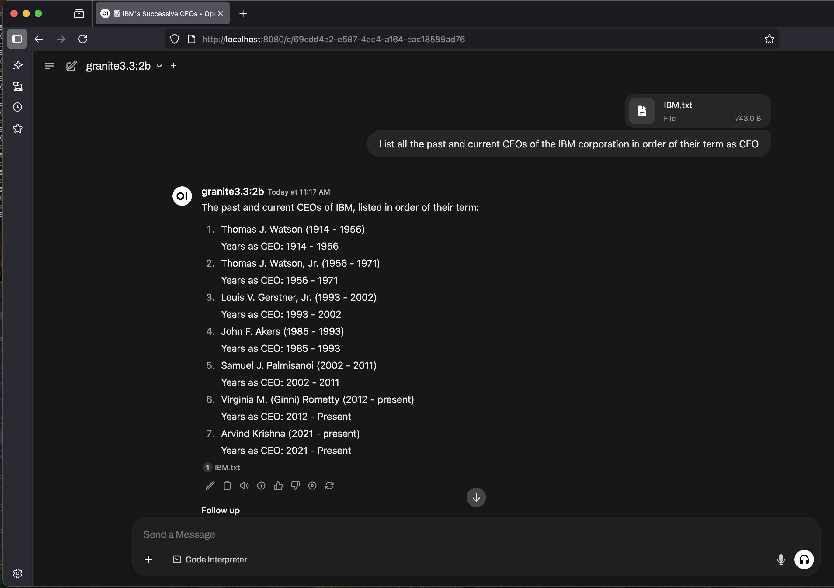CEO list with RAG