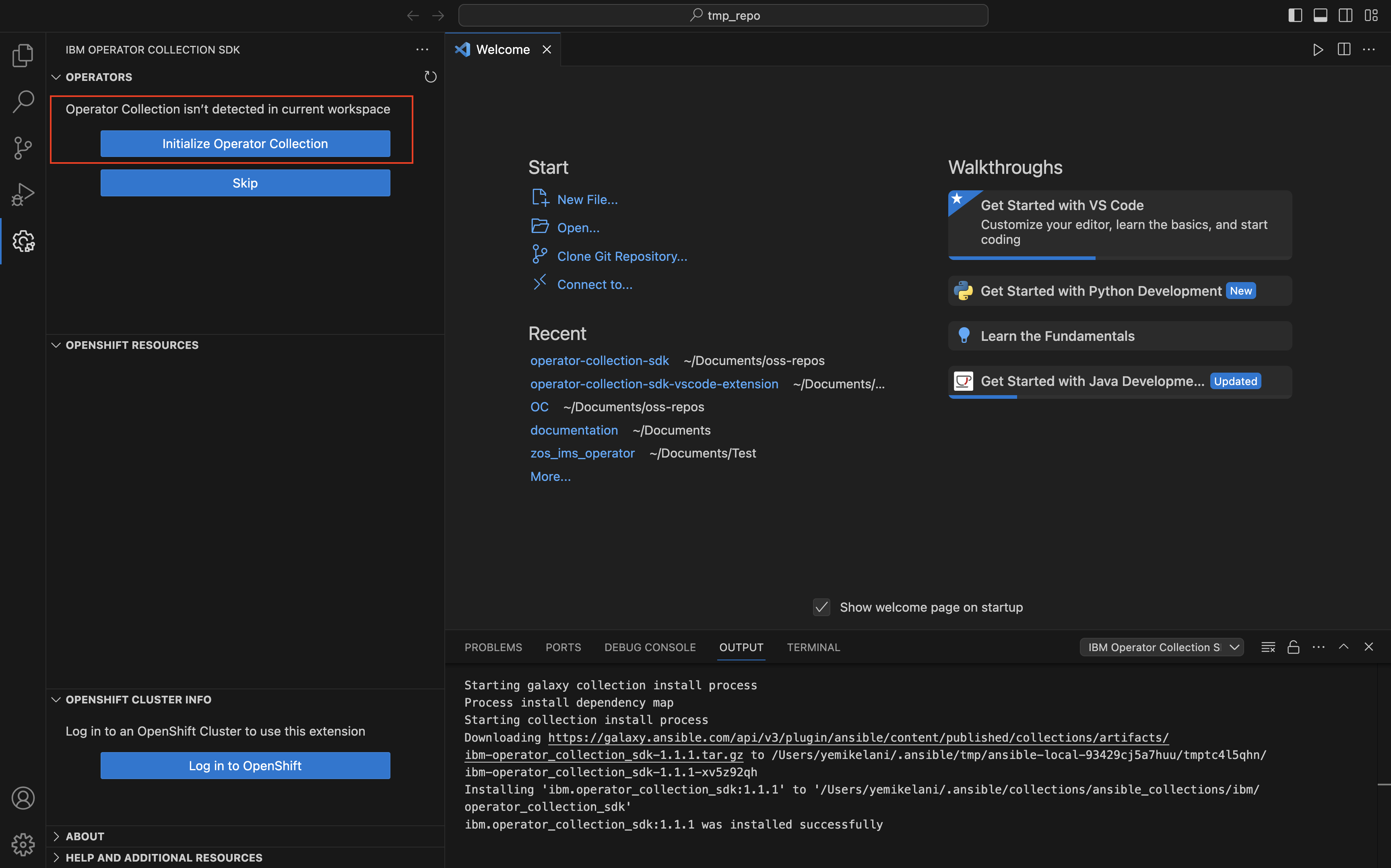 Initialize an Operator Collection