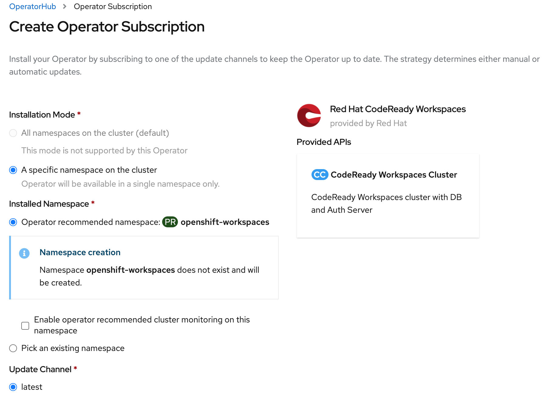 Create subscription