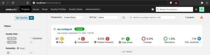 SonarQube Analysis Projects