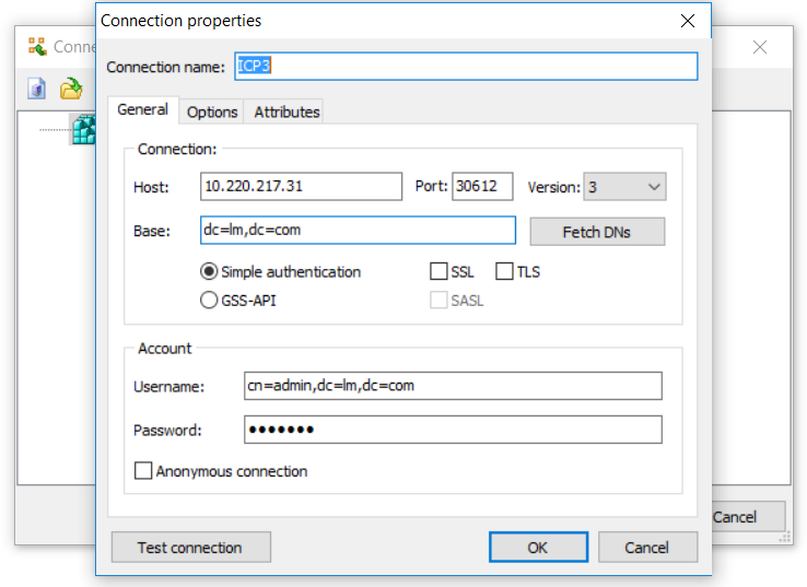 LDAP Admin - New Connection