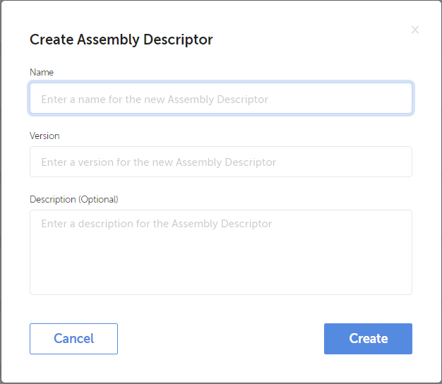 Create Assembly Descriptors dialog