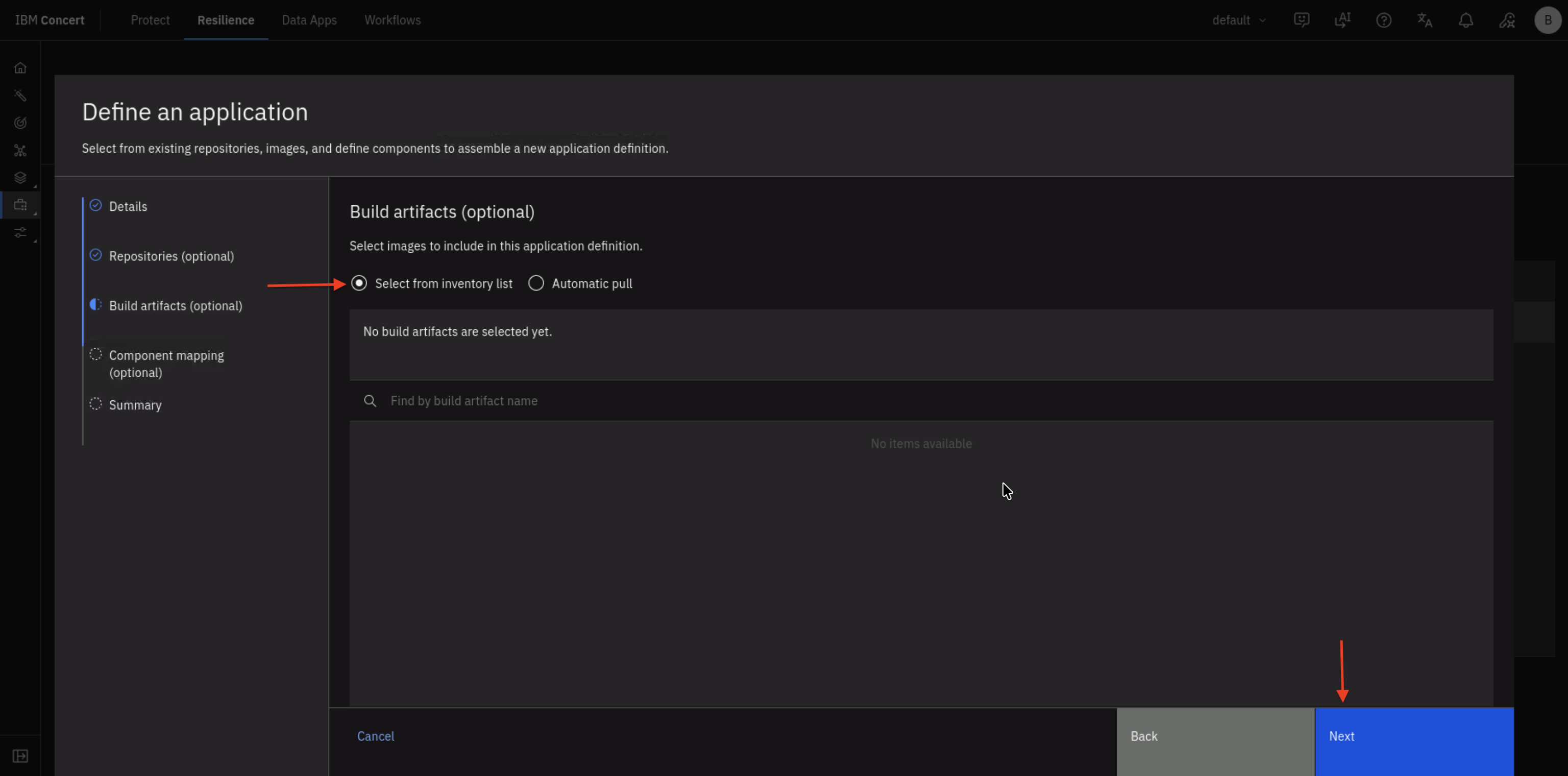 Concert Bob define an App artifacts