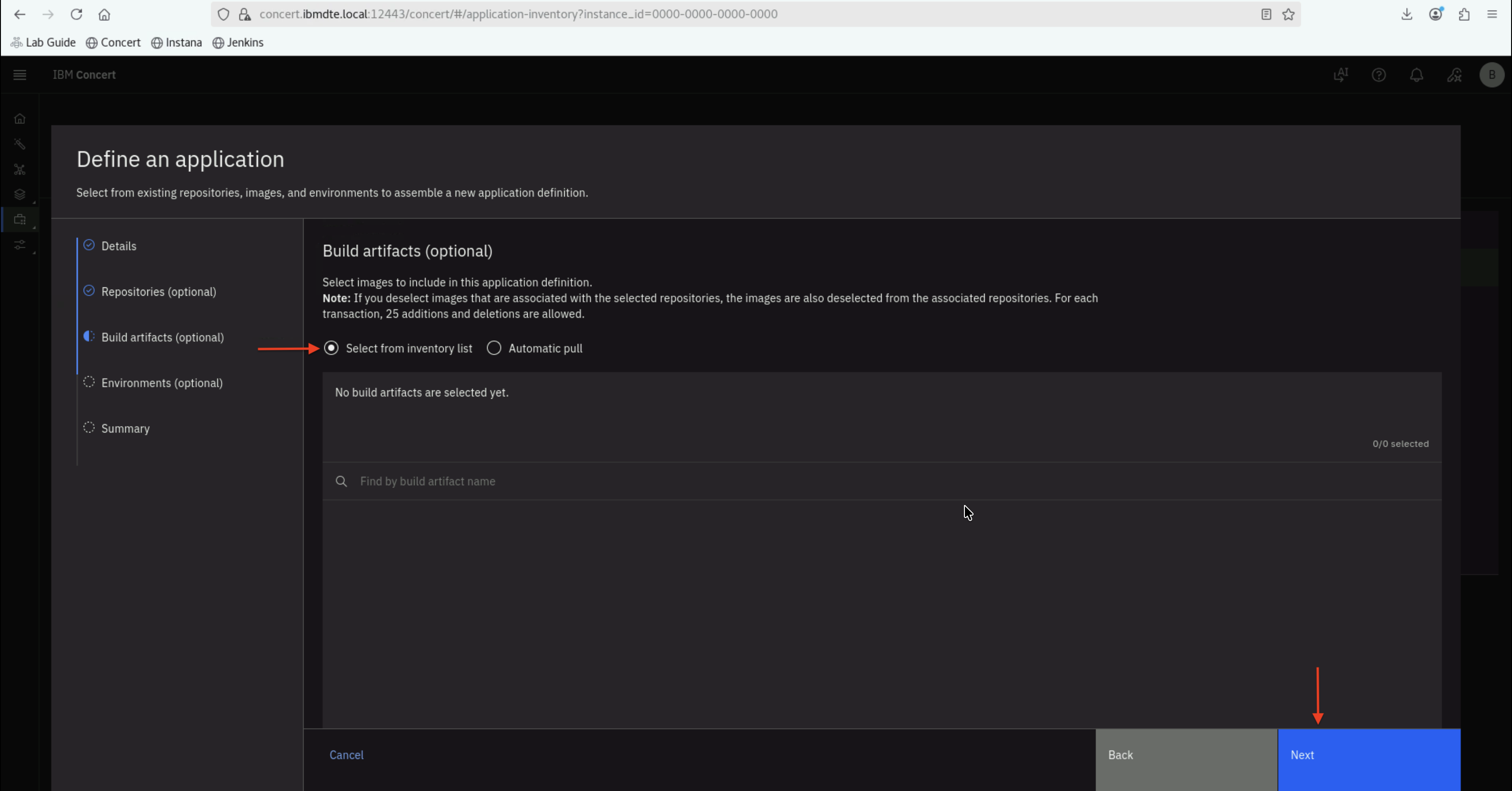 Concert Bob define an App artifacts