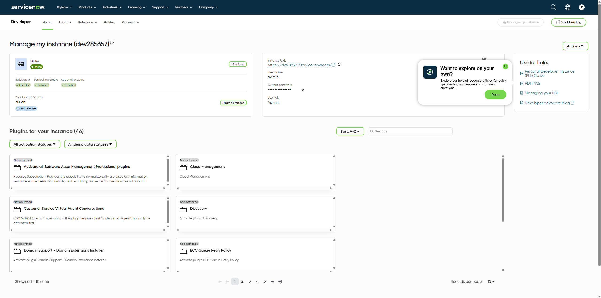 ServiceNow Developer Credentials