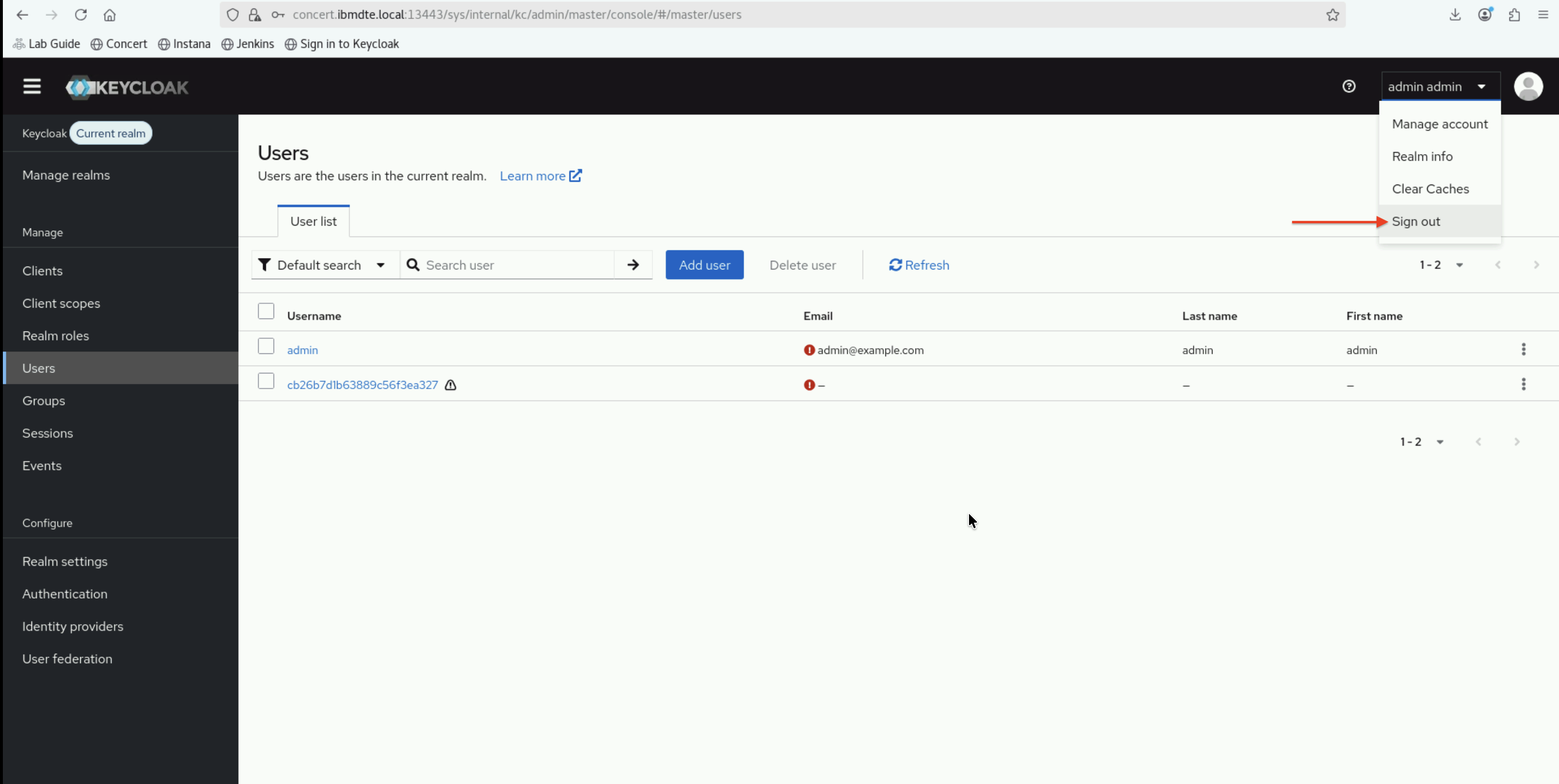 Keycloak Admin Logout