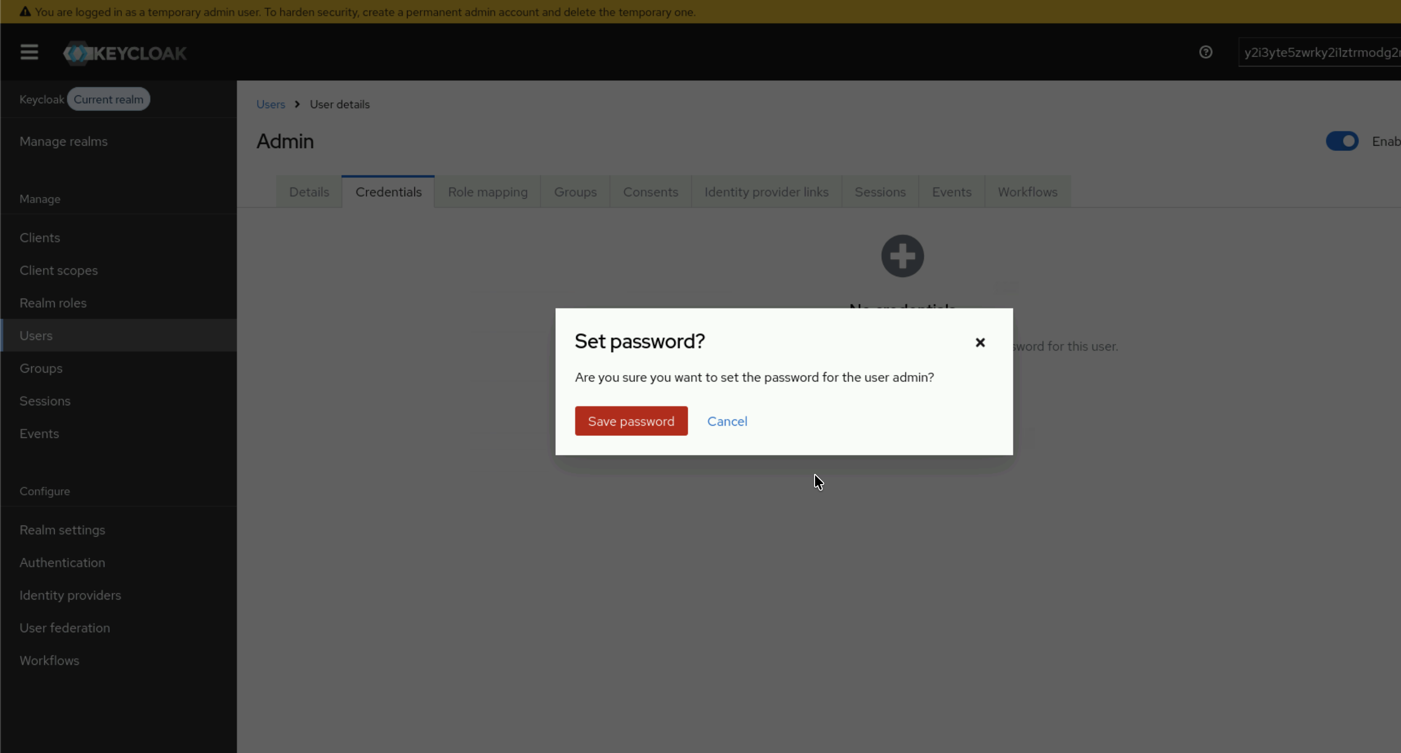 Keycloak Admin Set Password