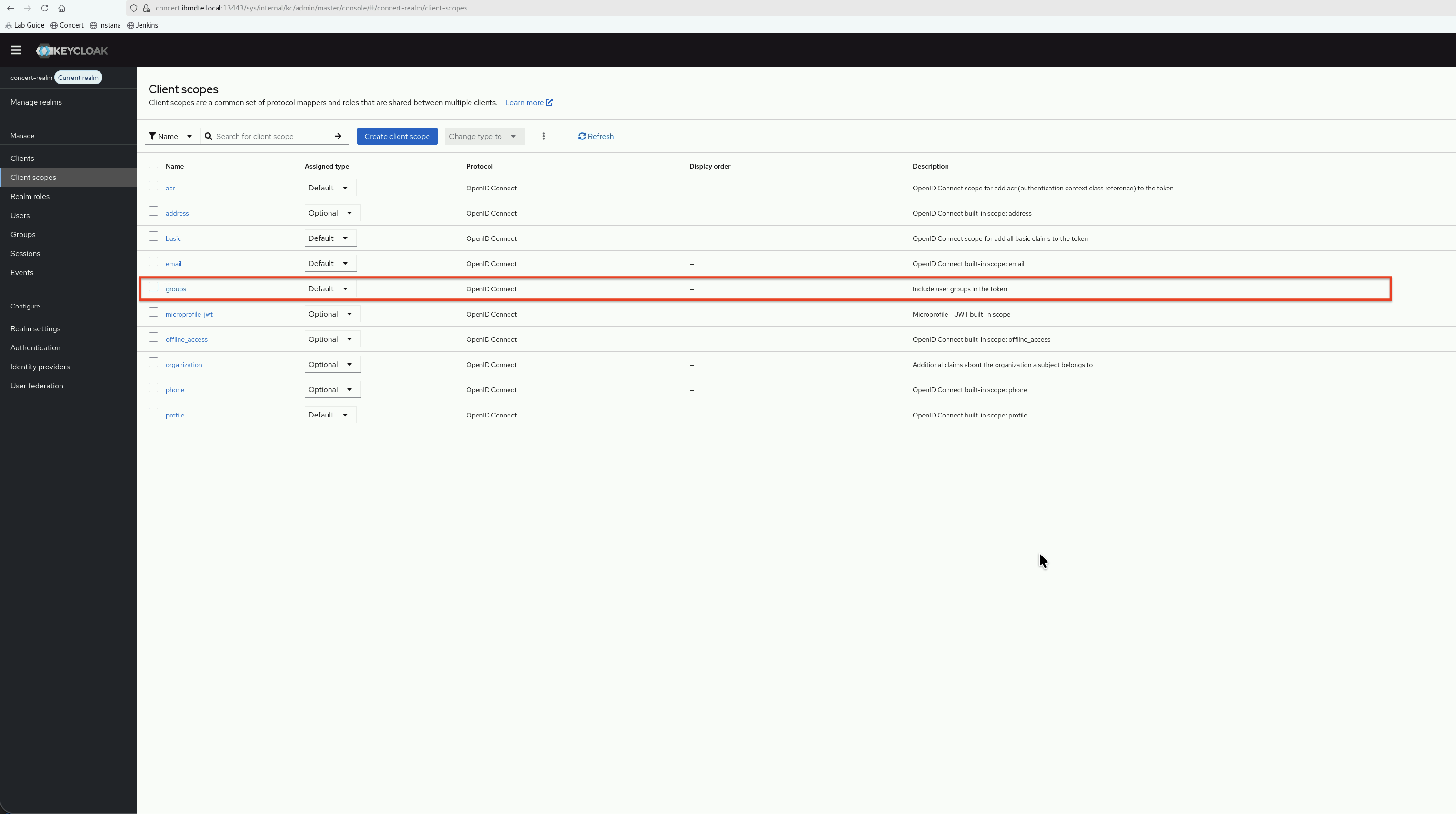 Client Scope with Groups