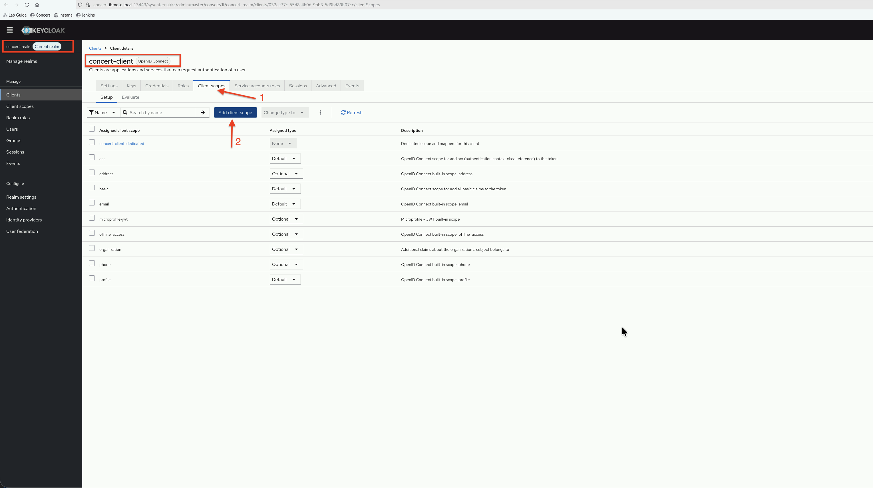 Concert Client Add Client Scope