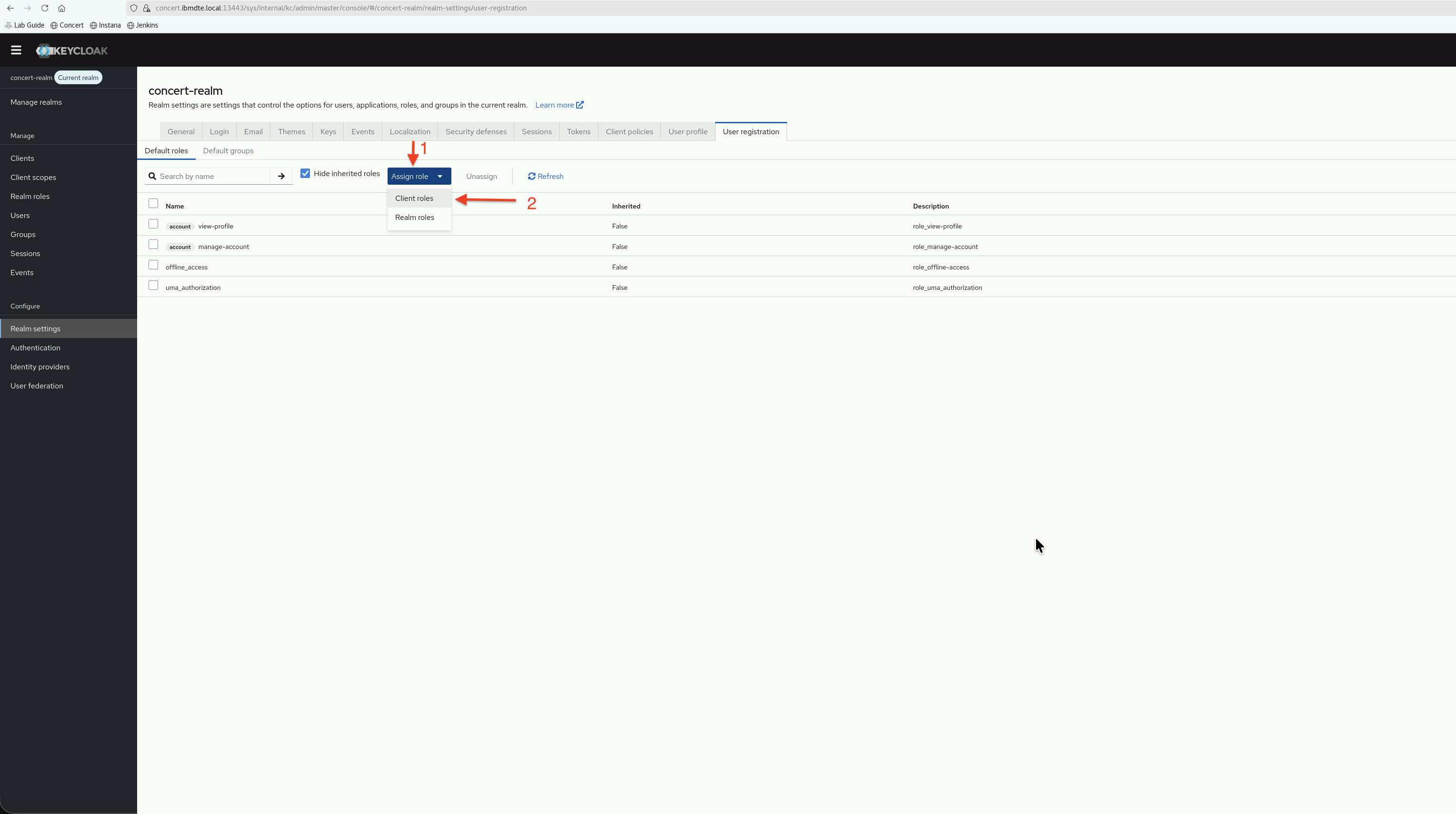 Concert Realm Assign User
