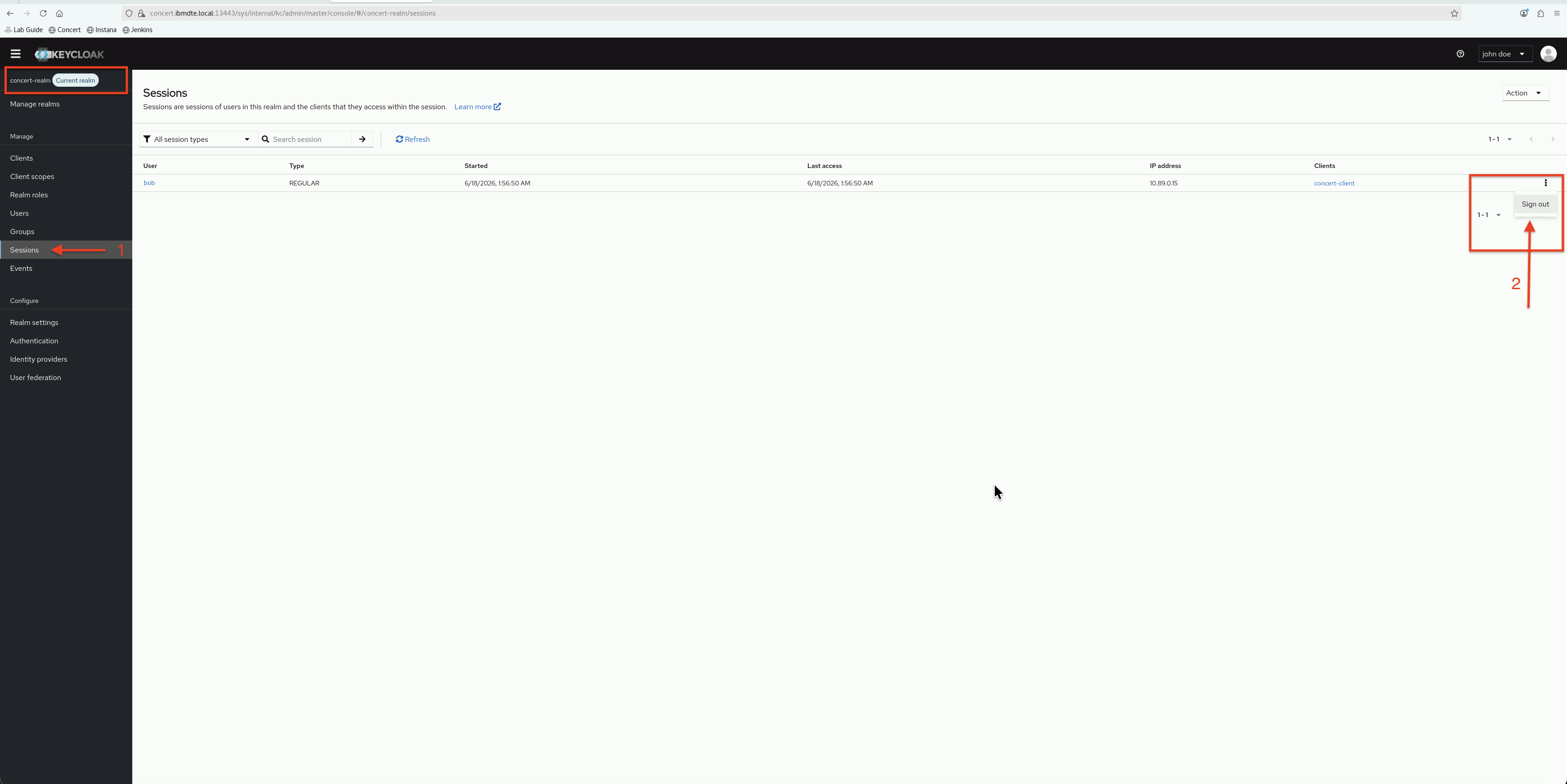 Keycloak Bob signout