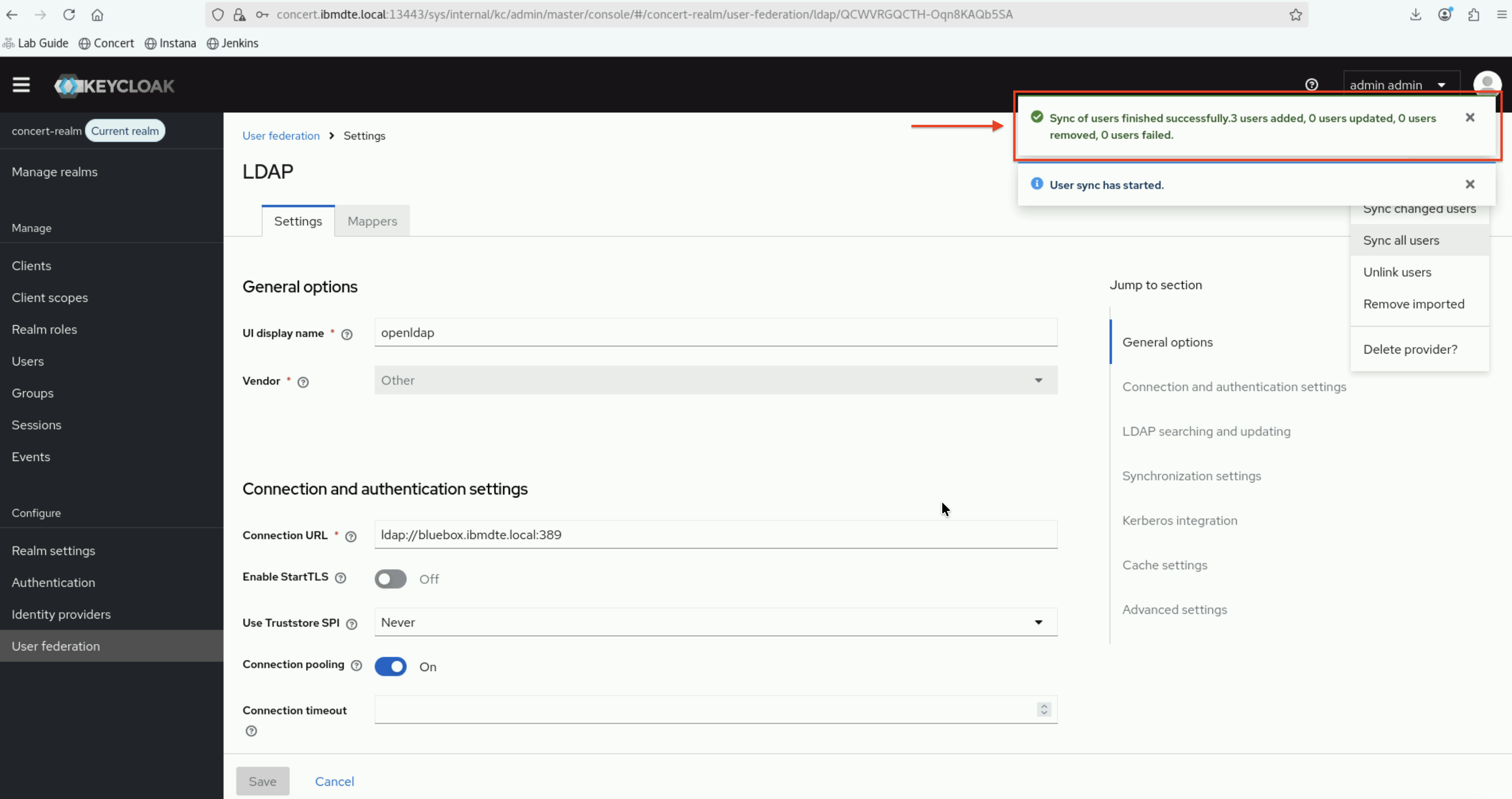 Sync all Users message
