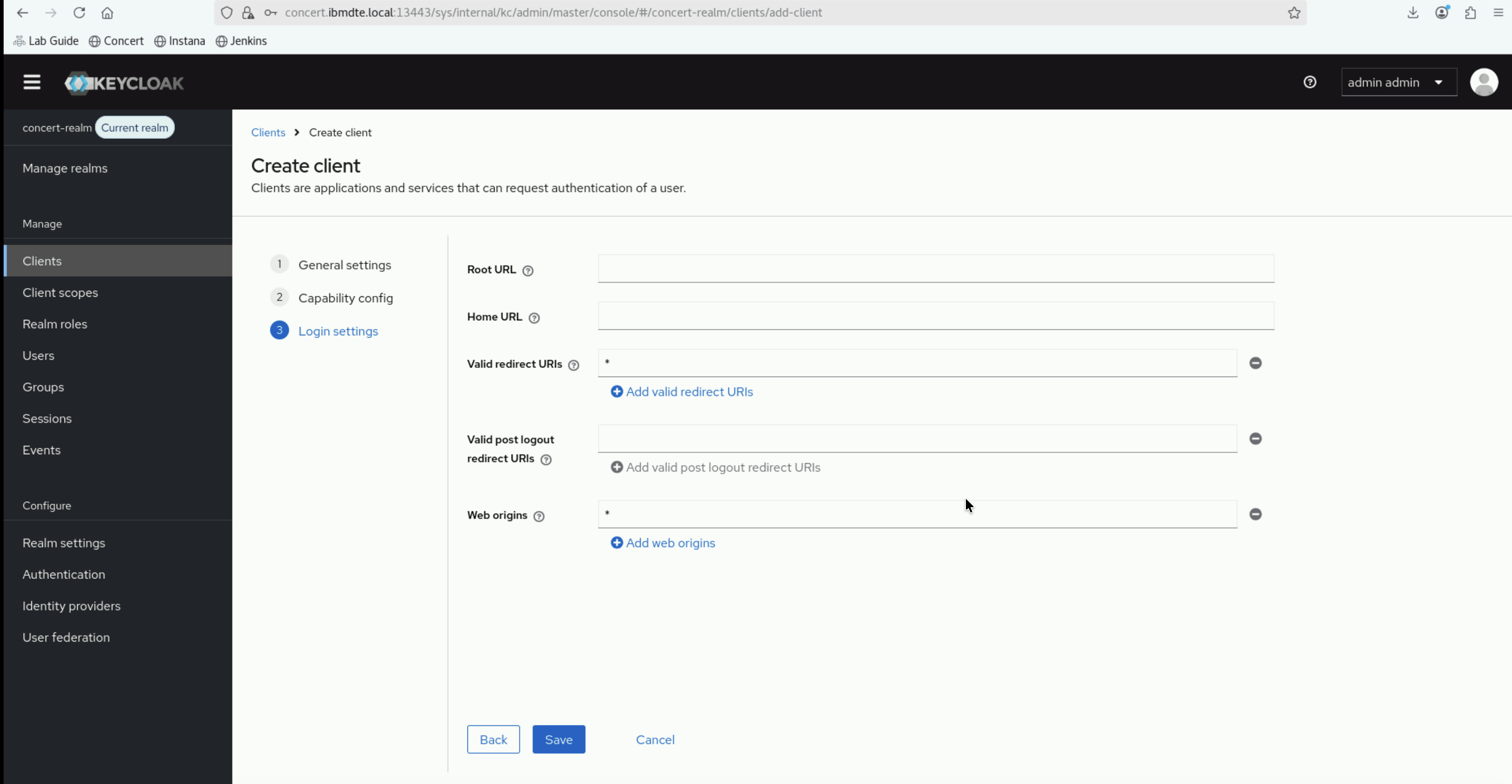 Keycloak Test Client Login Settings