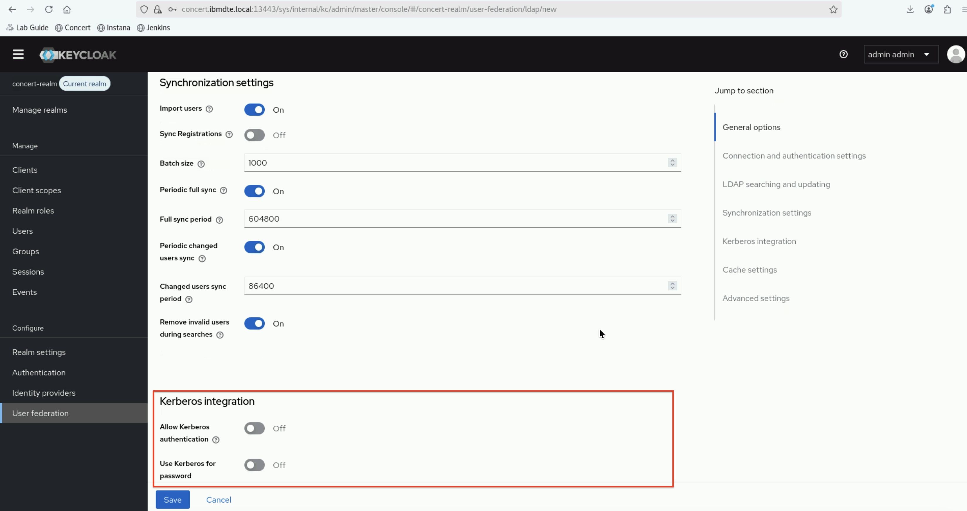 Keycloak User Federation LDAP Sync Kerberos