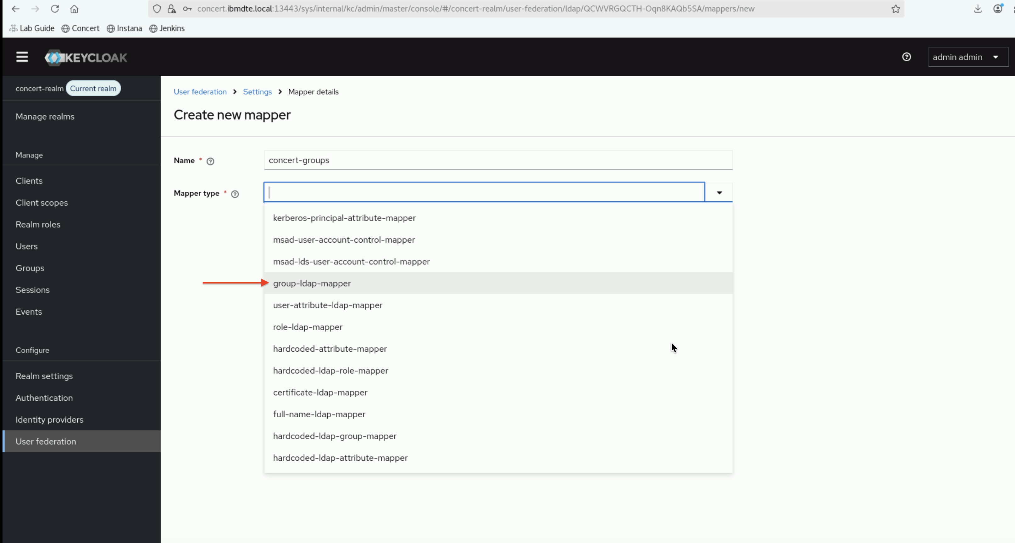 Mapper Select Group Ldap