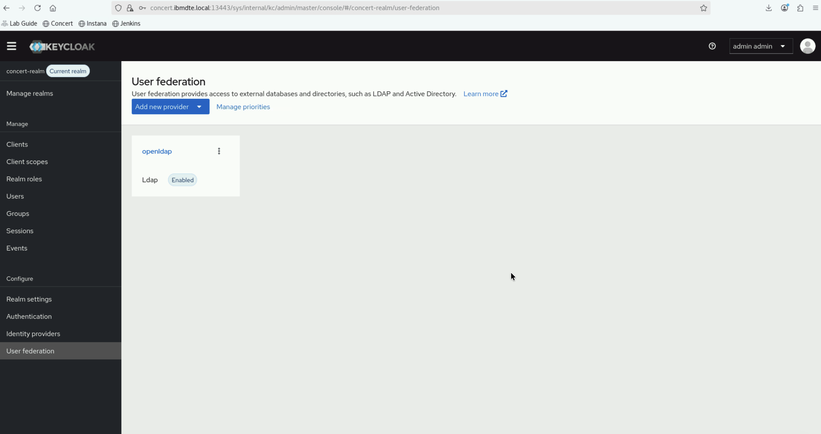 Keycloak User Federation openldap tile