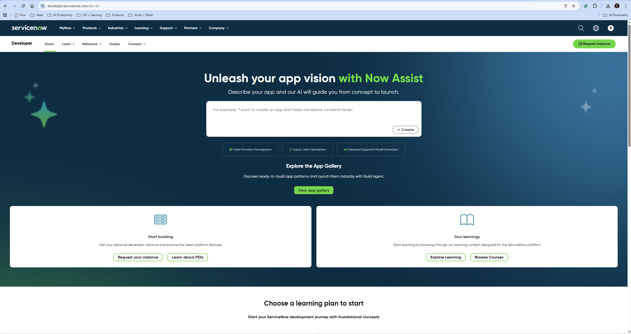 ServiceNow Developer Request Instance