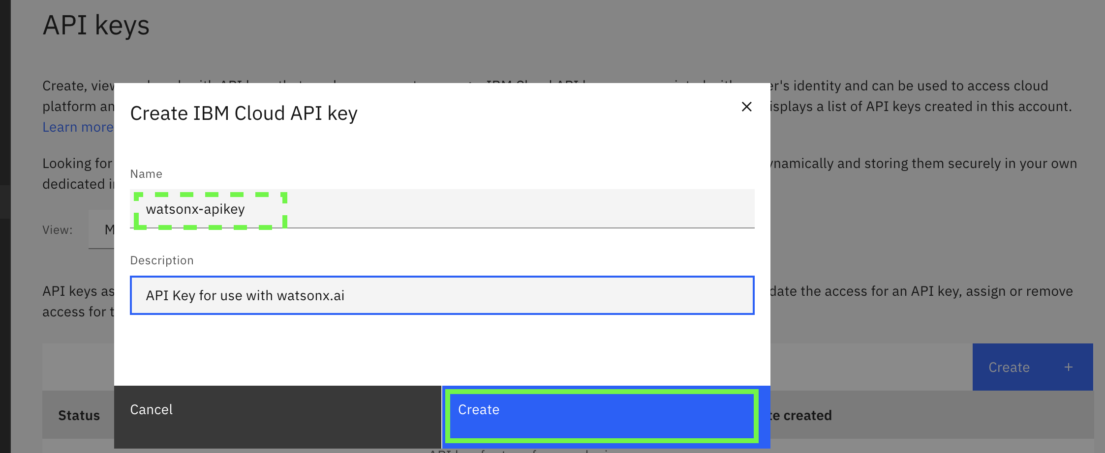 create api key