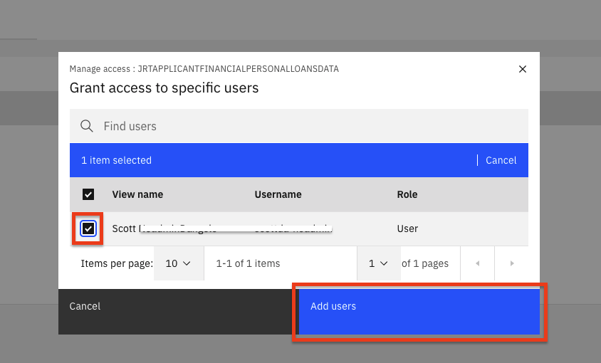 Select Users to Grant Access to