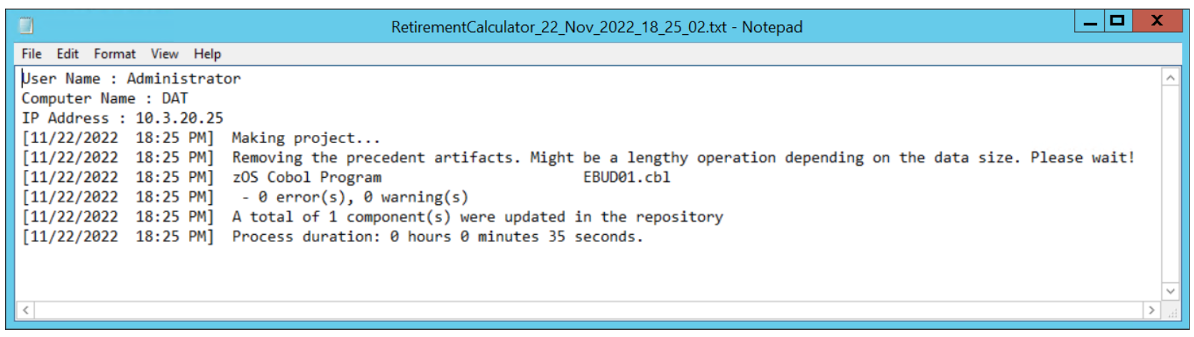 ADDI make process log