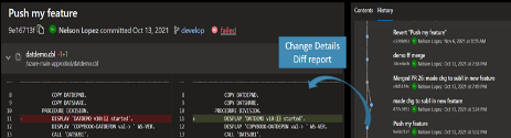 Git history and Git diff in Azure Repos