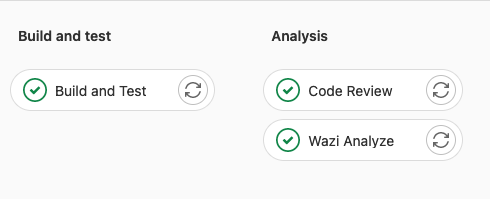 Screen capture of pipeline steps for the feature branch