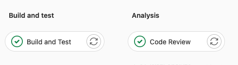 Screen capture of pipeline steps for the feature branch