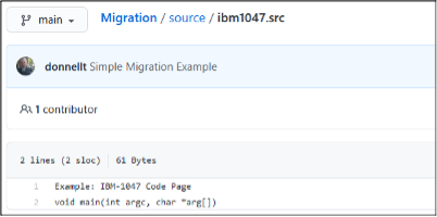 DBB Migration Tool scenario 1, ibm1047.src file