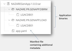 Example of package contents in a typical mainframe application package