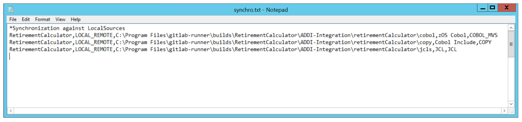 Synchronization file entries